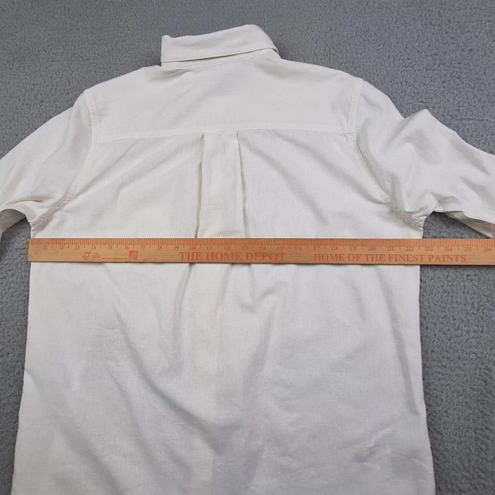 Eddie Bauer Shirt Womens Large Off White Linen Blend‎ Button Up Long Sleeve 0316